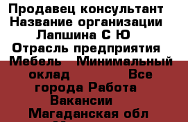 Продавец-консультант › Название организации ­ Лапшина С.Ю. › Отрасль предприятия ­ Мебель › Минимальный оклад ­ 45 000 - Все города Работа » Вакансии   . Магаданская обл.,Магадан г.